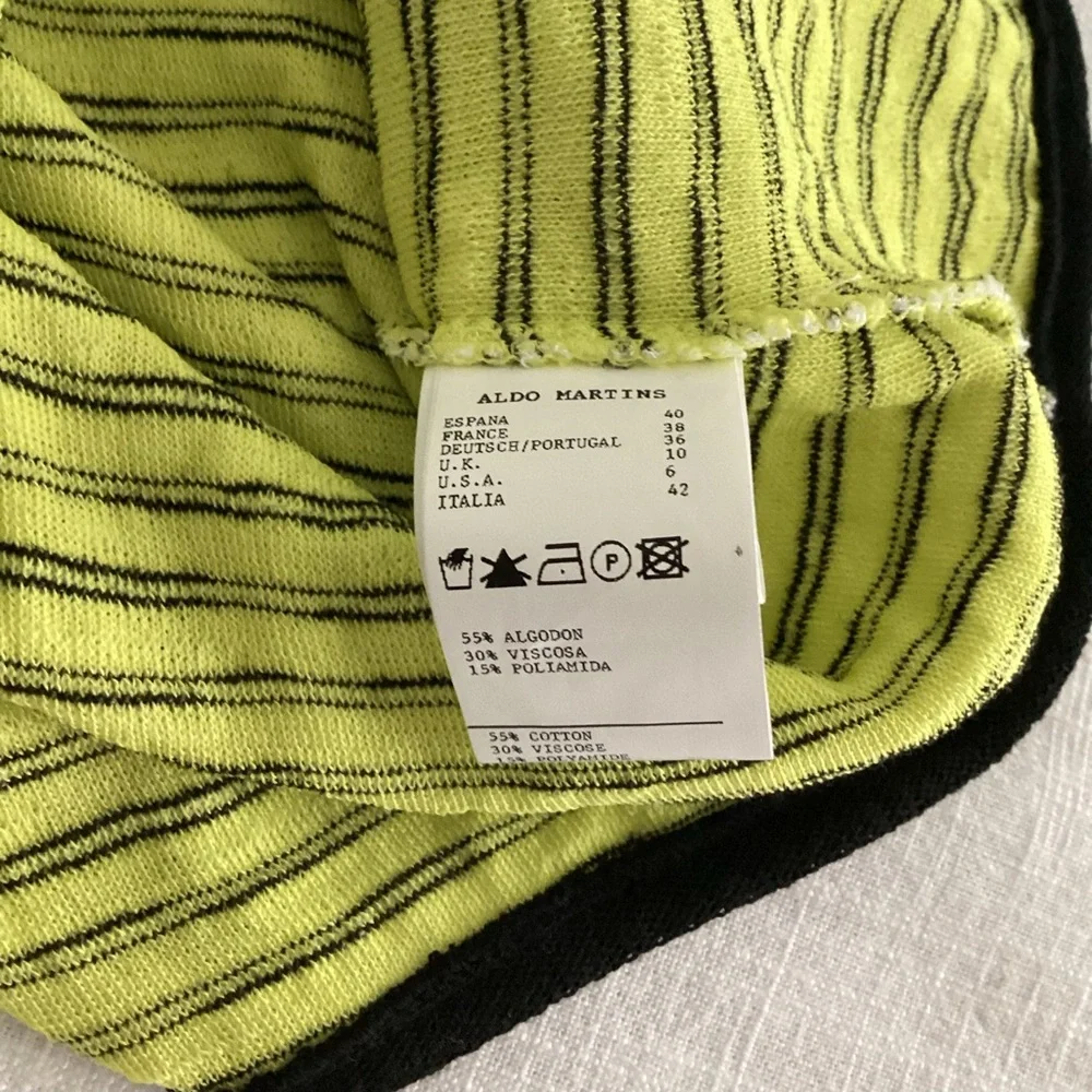 Aldo Martins Cardigan Sweater Womens Size 6 Yellow Black Lightweight Academia